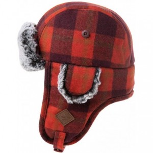 Bomber Hats Stylish Plaid Winter Wool Trapper Faux Fur Earflap Hunting Hat Ushanka Russian Cold Weather Thick Lined - C018ASM...