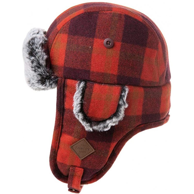 Stylish Plaid Winter Wool Trapper Faux Fur Earflap Hunting Hat Ushanka ...