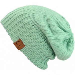 Skullies & Beanies Exclusive Two Way Cuff & Slouch Warm Knit Ribbed Beanie - Mint - C81298YUZY1 $26.67