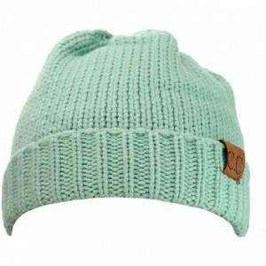 Skullies & Beanies Exclusive Two Way Cuff & Slouch Warm Knit Ribbed Beanie - Mint - C81298YUZY1 $25.14
