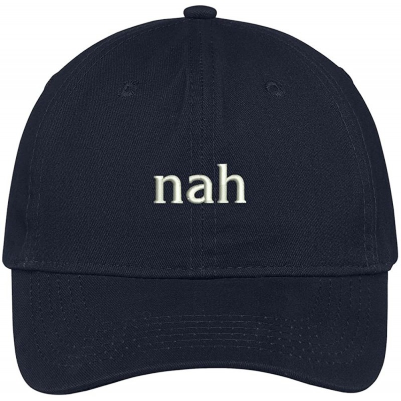 Baseball Caps Nah Embroidered Brushed Cotton Dad Hat Cap - Navy - CJ17YHQK43N $34.90