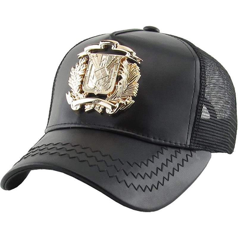 Baseball Caps Dominican Republic Gold Badge Wolf Rooster Tuna Trucker Cap Adjustable Snapback Hat - 0.black (Gold) - CZ18GDRY...