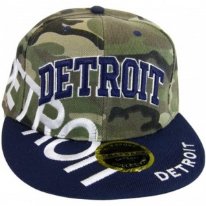 Baseball Caps Detroit Large Script Men's Adjustable Snapback Baseball Caps - Camouflage/Navy - CS17YIET74Q $25.88