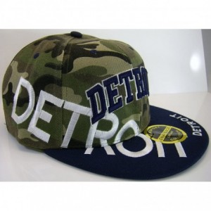 Baseball Caps Detroit Large Script Men's Adjustable Snapback Baseball Caps - Camouflage/Navy - CS17YIET74Q $10.54