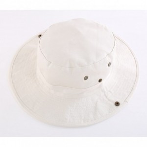 Sun Hats Women Fishing Sun Hat Wide Brim Breathable Cotton Safari Hat with Strap - Beige - CR18R4ODTQI $12.30