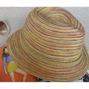 Fedoras Rainbow Stripe Summer Women Beachwear Cotton Casual Beach Sun Hat - C218D6OKGAT $9.62