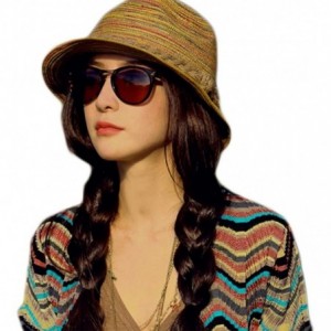 Fedoras Rainbow Stripe Summer Women Beachwear Cotton Casual Beach Sun Hat - C218D6OKGAT $9.62