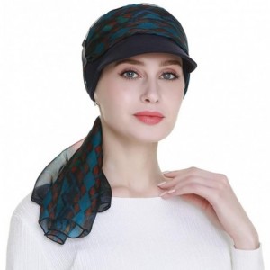 Newsboy Caps Newsboy Cap for Women Chemo Headwear with Scarfs Gifts Hair Loss Available All Year - Navy - CI18LWZ34TO $32.16