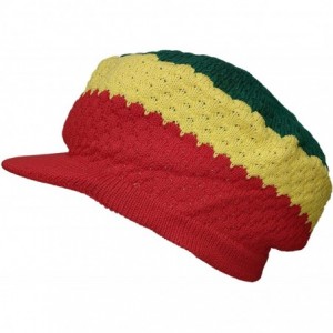 Skullies & Beanies Rasta Knit Tam Hat Dreadlock Cap. Multiple Designs and Sizes. - Large Round Red/Yellow/Green- With Brim - ...