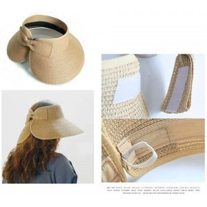 Sun Hats Women & Children Beach Hat Sun Visor Foldable Roll up Wide Brim Straw Hat Cap - Adult Size Color Khaki - CK12DLXGZPN...