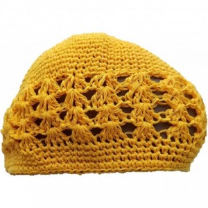 Skullies & Beanies Kufi Hat Skull Cap Islamic Muslim Prayer Hat Skull Chemo Cap Beanie Hats Turban - Yellow - CY18HE0IQ2H $21.89
