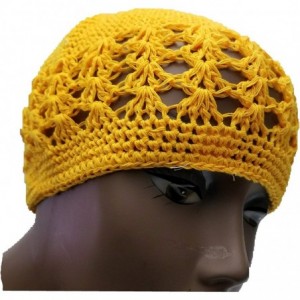 Skullies & Beanies Kufi Hat Skull Cap Islamic Muslim Prayer Hat Skull Chemo Cap Beanie Hats Turban - Yellow - CY18HE0IQ2H $11.47