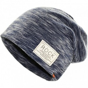 Skullies & Beanies Stylish Warm Hat Hip Hop Cap Winter Solid Color Beanie Rock Patch Fleece Lining Casual Men Hat - Black - C...