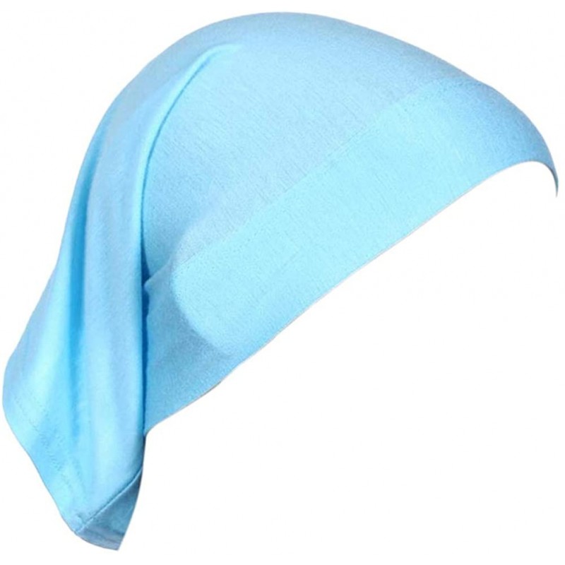 Skullies & Beanies Women's Hijab Cap Under Scarf Bone Bonnet Head Wrap Cover - Light Blue - C2120UVBJW3 $9.63