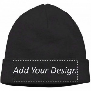 Skullies & Beanies Custom Hat Wool Cuffed Plain Beanie Warm Winter Knit Hats Skull Cap DIY Hat - Black - C818LXX2OXY $31.21