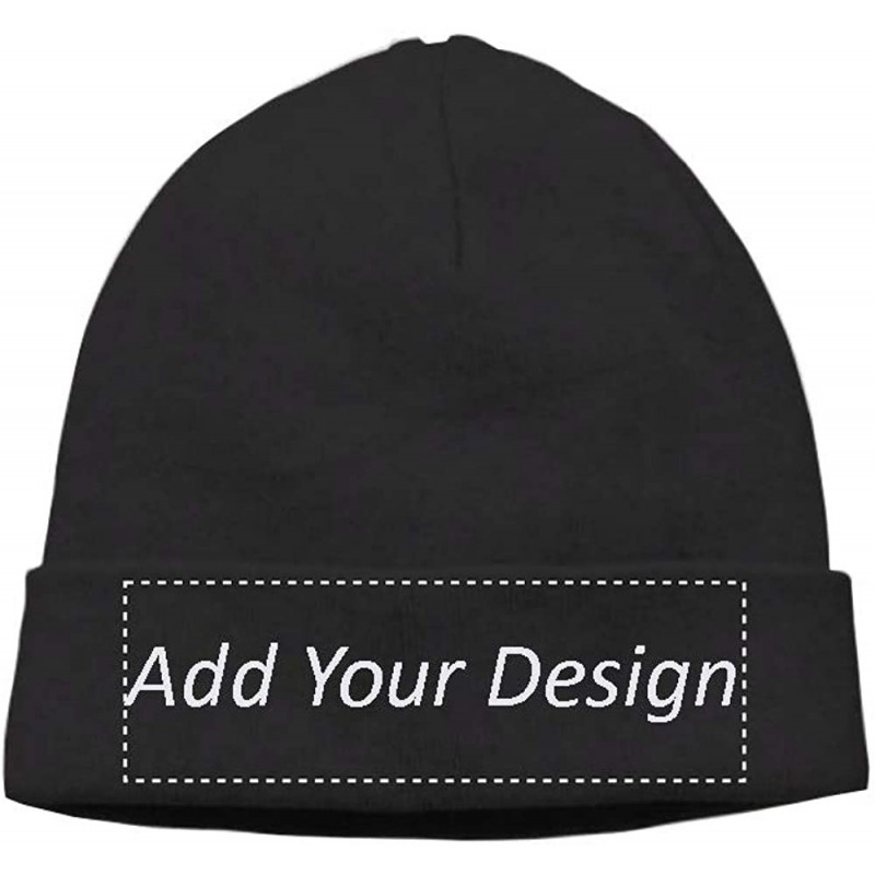 Skullies & Beanies Custom Hat Wool Cuffed Plain Beanie Warm Winter Knit Hats Skull Cap DIY Hat - Black - C818LXX2OXY $17.58