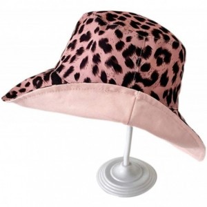 Bucket Hats Leopard Print Bucket Hat Fashion Reversible Design Packable Sun Hat - Pink - CC18TIUTN8I $20.45