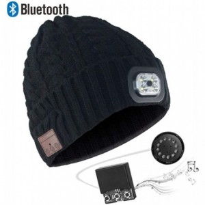 Skullies & Beanies Men's Bluetooth Beanie Hat Winter LED Music Hat Built-in Stereo Speaker & Mic - B+black - CE1936ODK37 $18.90