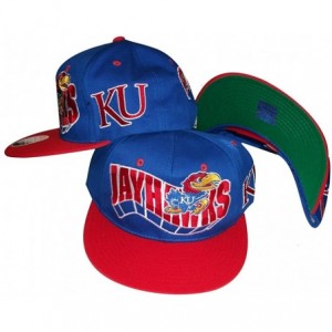 Baseball Caps Kansas Jayhawks Blue/Red Two Tone Plastic Snapback Adjustable Plastic Snap Back Hat/Cap - C6115P0T99F $71.56