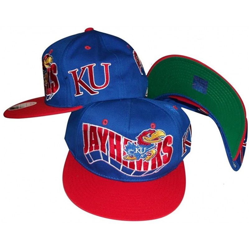 Baseball Caps Kansas Jayhawks Blue/Red Two Tone Plastic Snapback Adjustable Plastic Snap Back Hat/Cap - C6115P0T99F $25.26