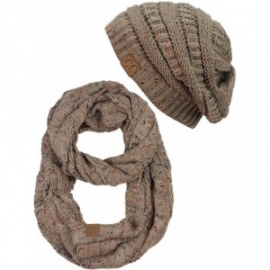 Skullies & Beanies Soft Stretch Colorful Confetti Cable Knit Beanie and Infinity Loop Scarf Set - Taupe - CX18KI2E70U $48.66