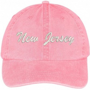 Baseball Caps New Jersey State Embroidered Low Profile Adjustable Cotton Cap - Pink - C112IZJX9JN $16.96