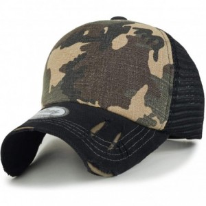 Baseball Caps Solid Color Vintage Distressed Mesh Blank Trucker Hat Baseball Cap - Camouflage - CQ193G3ZRAC $46.18