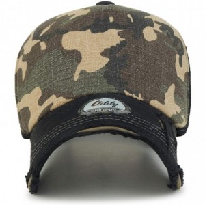 Baseball Caps Solid Color Vintage Distressed Mesh Blank Trucker Hat Baseball Cap - Camouflage - CQ193G3ZRAC $16.45