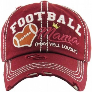 Baseball Caps Football Mama Women's Vintage Cotton Baseball Hat - Burgundy - CT18WHC8DQD $25.75