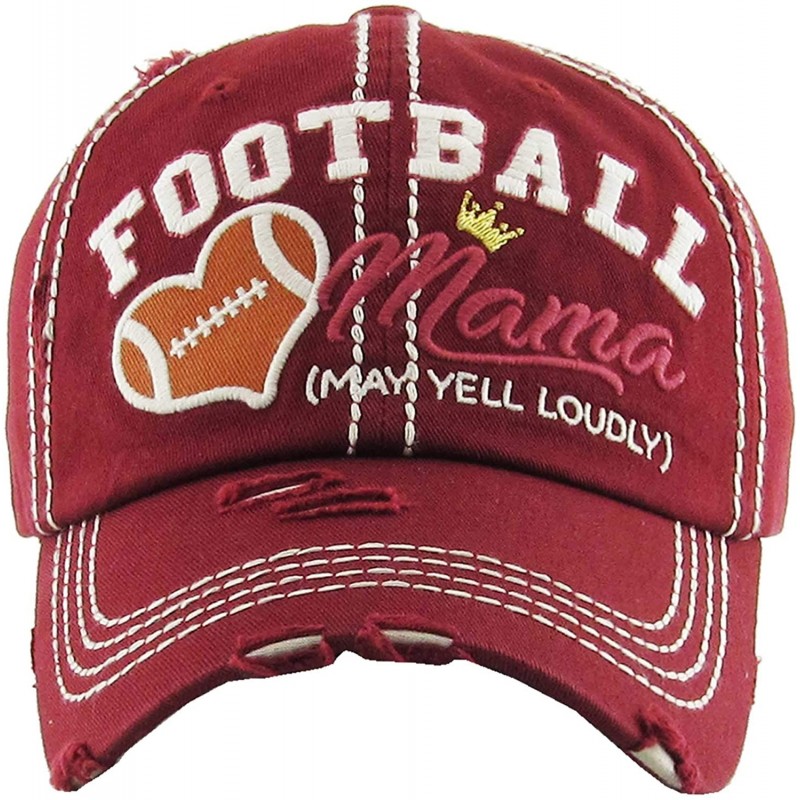Baseball Caps Football Mama Women's Vintage Cotton Baseball Hat - Burgundy - CT18WHC8DQD $13.80