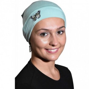 Skullies & Beanies Ladies Chemo Hat with Green Butterfly Bling - Mint - C012O6K0HZS $35.28