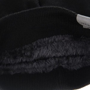 Skullies & Beanies Men's Winter Knit Thermal Fleece Lined Pull-on Beanei Hat Skull Cap 60cm - Black - CE1890M6UNG $11.26