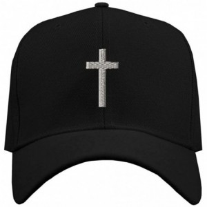 Baseball Caps Baseball Cap Cross Silver Embroidery Acrylic Dad Hats for Men & Women Strap - Black Personalized Text Here - CA...