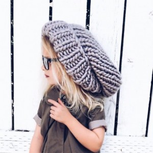 Skullies & Beanies Oversize Knit Slouchy Beanie - Gray - Chunky Large Womens Girls Slouch Slouchie - CE12EKPVEF7 $14.78