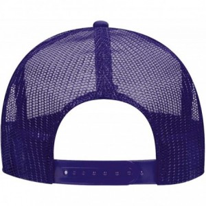 Baseball Caps Polyester Foam Front 5 Panel High Crown Mesh Back Trucker Hat - Pur/Wht/Pur - CW12FN6OETZ $25.45