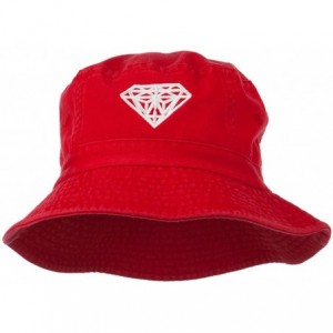 Bucket Hats Diamond Jewelry Logo Embroidered Bucket Hat - Red - C811ND5BJ0V $51.83
