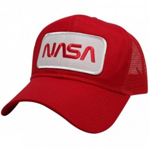 Baseball Caps NASA Worm Red Text Patched Mesh Baseball Cap - Red - C312B0KORMH $33.97
