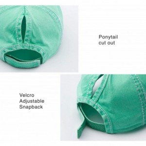 Baseball Caps Exclusives Hatsandscarf Washed Distressed Cotton Denim Ponytail Hat Adjustable Baseball Cap (BT-761) - CT18RGTS...