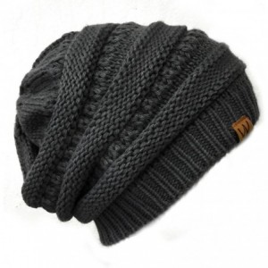 Skullies & Beanies Winter Thick Knit Beanie Slouchy Beanie for Men & Women - Charcoal Grey - CV11VHKK4WX $20.10