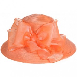 Sun Hats Women's Dressy Church Baptism Wedding Derby Hat - Orange - CN17YSUEY3Z $20.53