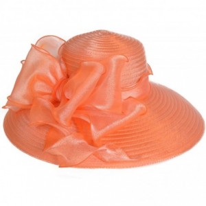Sun Hats Women's Dressy Church Baptism Wedding Derby Hat - Orange - CN17YSUEY3Z $20.53