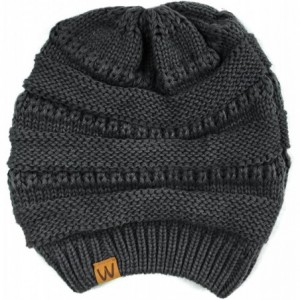 Skullies & Beanies Winter Thick Knit Beanie Slouchy Beanie for Men & Women - Charcoal Grey - CV11VHKK4WX $18.17