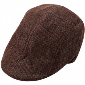 Newsboy Caps Men's Newsboy Hats Cotton Beret Cap- Casual Cabbie Flat Cap - Brown - CW18G2TYKC6 $17.26