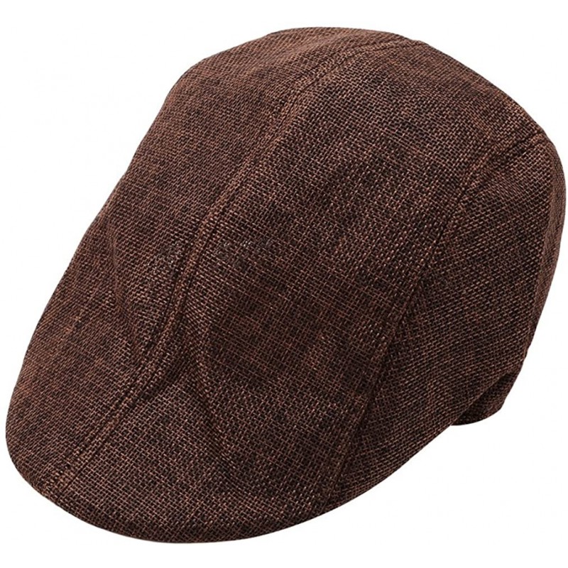 Newsboy Caps Men's Newsboy Hats Cotton Beret Cap- Casual Cabbie Flat Cap - Brown - CW18G2TYKC6 $8.01