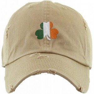 Baseball Caps Irish Shamrock Vintage Baseball Cap Embroidered Cotton Adjustable Distressed Dad Hat - Khaki - CS1924UYQAR $34.77