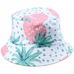Bucket Hats Packable Reversible Black Printed Fisherman Bucket Sun Hat- Many Patterns - Pink Pineapple - CH17AZMGS34 $26.76