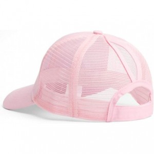 Baseball Caps Solid Ponytail Hat Baseball Cap Cotton Mesh High Bun Pony Cap Women - Pink_and_white_2pcs - C418QSL250Z $12.31