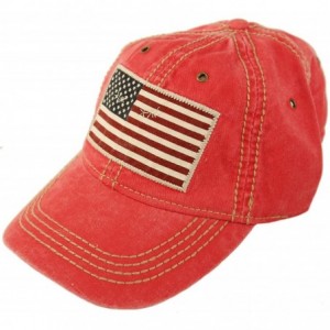 Baseball Caps Unisex Washed Cotton Vintage USA Flag Low Profile Summer Baseball Cap Hat - Red - CI18DESC6YM $12.14