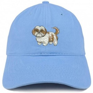 Baseball Caps Shih Tzu Embroidered Unstructured Cotton Dad Hat - Carolina Blue - CT18RYNSGN4 $39.11
