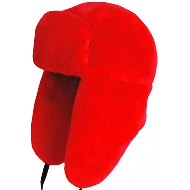 Skullies & Beanies Women Faux Fur Snow Trapper Hat with Ear Flap for Skiing Head - Red - CZ18K3E8UNU $17.06